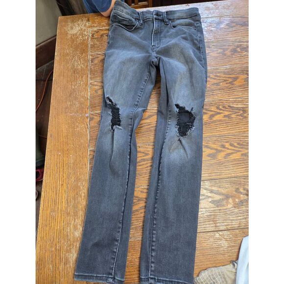 Good American Always Fits Good Leg Distressed Skinny Jeans in black 252 sz 6-12 - Picture 2 of 5